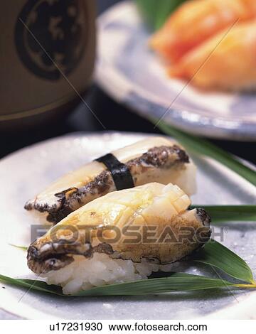 Awabi, hand shaped sushi View Large Photo Image Stock Image - Awabi, hand shaped sushi. Fotosearch