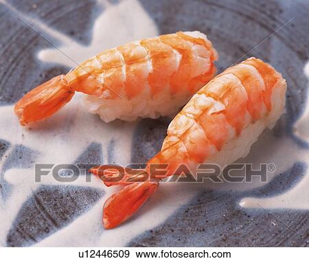 Stock Photo - Ebi, hand-shaped sushi. Fotosearch
