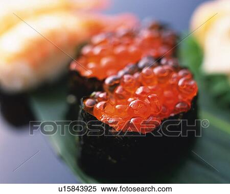 Ikura, hand-shaped sushi View Large Photo Image Stock Photography - Ikura, hand-shaped sushi. Fotosearch