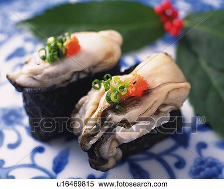 Stock Photography - Kaki, hand-shaped sushi. Fotosearch