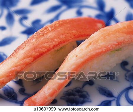 Kani, hand-shaped sushi View Large Photo Image Stock Photo - Kani, hand-shaped sushi . Fotosearch