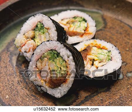 Large roll, sushi View Large Photo Image Stock Image - Large roll, sushi. Fotosearch
