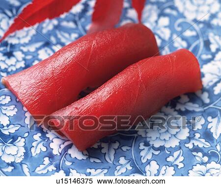 Maguro, hand-shaped sushi View Large Photo Image Stock Photography - Maguro, hand-shaped sushi. Fotosearch