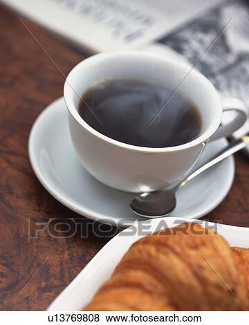 Brend Coffee and Croissant, Full Frame, Differential Focus View Large Photo Image Stock Photo - Brend Coffee and Croissant, Full Frame, Differential Focus. Fotosearch