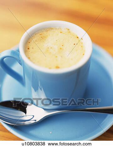Stock Photo - Close Up Image of Caffellatte, Close Up, High Angle View, Differential Focus, Full Frame. Fotosearch