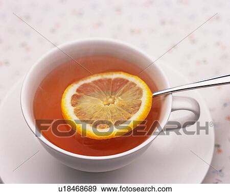 Stock Photo - Lemon Tea, High Angle View, Full Frame, Differential Focus. Fotosearch