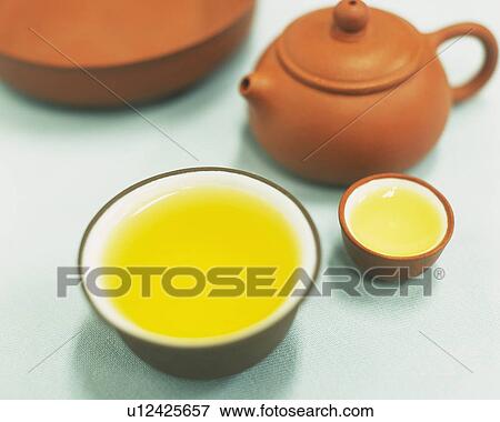 Stock Photo - Oolong Tea, High Angle View, Full Frame, Differential Focus. Fotosearch