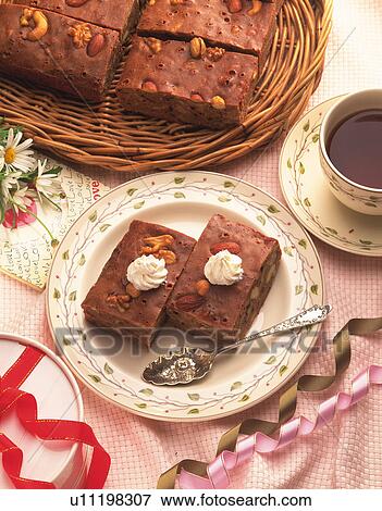 Stock Photo - Brownie with Nuts, High Angle View. Fotosearch