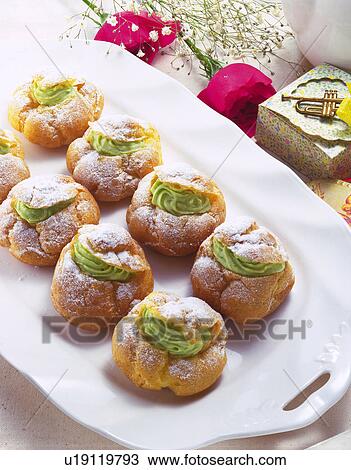 Stock Image - Cream Puff, High Angle View. Fotosearch