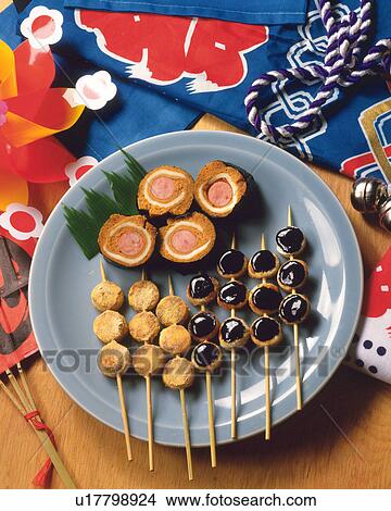 Deep-fried Sandwich on Skewers, High Angle View View Large Photo Image Picture - Deep-fried Sandwich on Skewers, High Angle View. Fotosearch