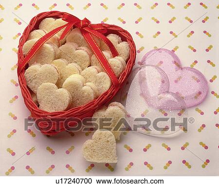 Stock Image - Heart Shaped Sandwich, High Angle View. Fotosearch