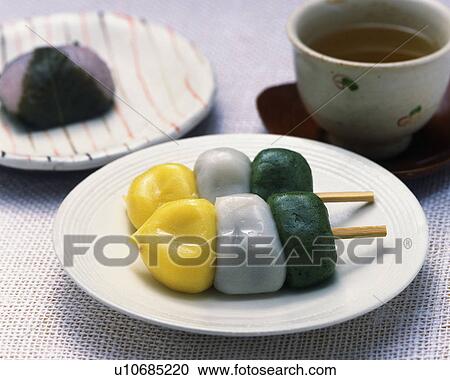 Stock Image - Japanese Sweets, High Angle View, Differential Focus. Fotosearch