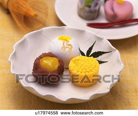 Stock Photo - Japanese Sweets, High Angle View, Differential Focus. Fotosearch