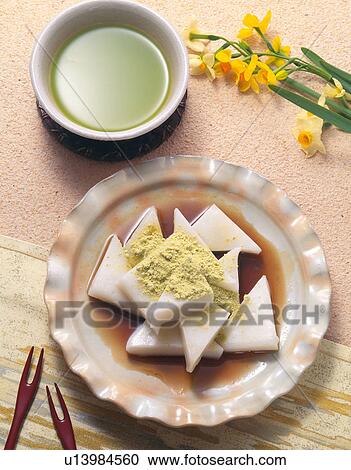 Stock Image - Kudzu Starch Cake, High Angle View. Fotosearch
