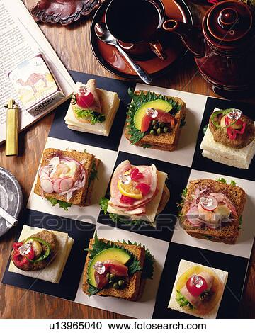 Stock Image - Open Sandwich, High Angle View. Fotosearch