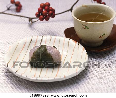 Stock Photo - Sakuramochi, High Angle View, Differential Focus. Fotosearch