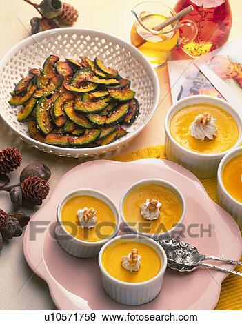 Stock Photo - Sweets made from Pumpkin, High Angle View. Fotosearch