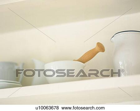 Several White Porcelain Dishes in a White Cupboard, Low Angle View View Large Photo Image Stock Photo - Several White Porcelain Dishes in a White Cupboard, Low Angle View. Fotosearch