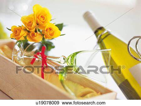 Empty Wineglasses and Yellow Flower View Large Photo Image Stock Photo - Empty Wineglasses and Yellow Flower. Fotosearch