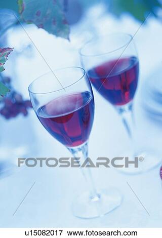 Stock Photo - Two Wineglasses, Red Wine. Fotosearch