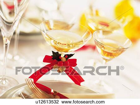 Stock Image - Two Wineglasses, White Wine. Fotosearch