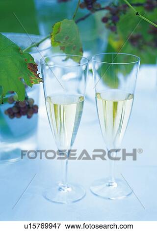 Stock Photo - White Wine and Grape. Fotosearch