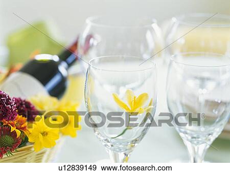 Wineglasses and Wine Bottle View Large Photo Image Stock Photo - Wineglasses and Wine Bottle. Fotosearch