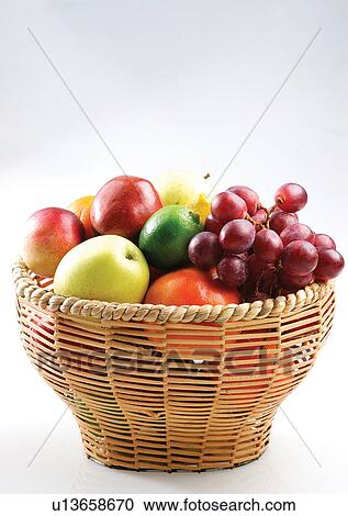 Stock Image - apple, basket, assorted, abundance. Fotosearch