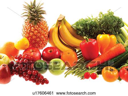 Stock Image - apple, broccoli, banana, assorted, abundance. Fotosearch