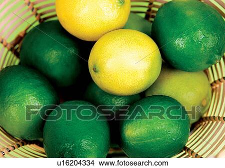 Picture - basket, citrus fruit, close-up, fresh fruit. Fotosearch