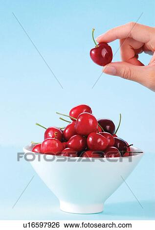 blue, bowl, bowl of cherries, cherries View Large Photo Image Stock Photograph - blue, bowl, bowl of cherries, cherries. Fotosearch