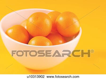 Stock Image - bowl, citrus fruit, bowl of oranges, abundance. Fotosearch