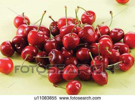 Stock Photography - cherries, close-up, fresh fruit, freshness. Fotosearch