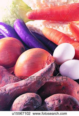 Stock Image - Brinjal, Carrot, Close-Up, Crop, Egg. Fotosearch