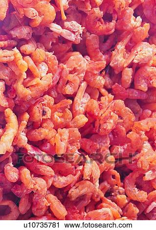 Stock Image - Close-Up, Crispy, Dry, Dry Prawn, Full Frame. Fotosearch