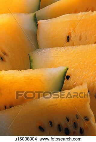 Picture - Cut, Melon, Large Group Of Objects, Produce, Raw. Fotosearch