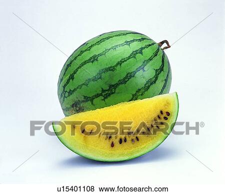 Stock Photo - fruit, fresh, yellow, watermelon. Fotosearch