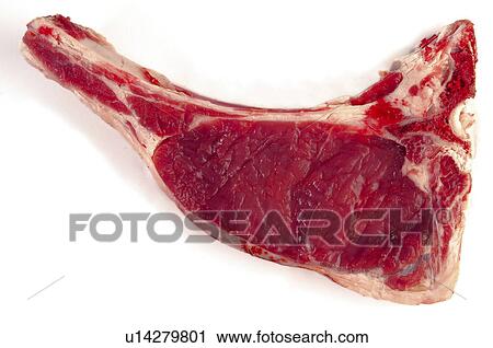 Stock Image - Food, Meat, Raw, Raw meat, Lamb, Chop, Lamb chop. Fotosearch