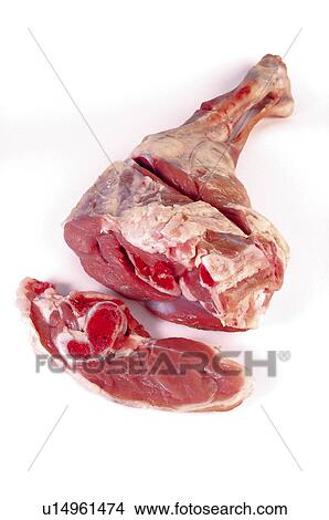 Picture - Food, Meat, Raw, Raw meat, Lamb, Leg, Leg of lamb. Fotosearch