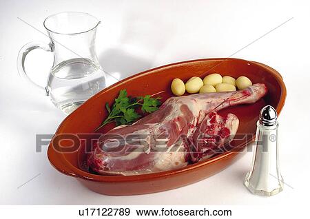 Stock Photo - Food, Meat, Raw, Raw meat, Lamb, Leg, Leg of lamb. Fotosearch