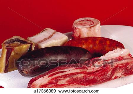 Stock Photo - Food, Meat, Raw, Raw meat, Pork, Pork meat, Streaky bacon. Fotosearch