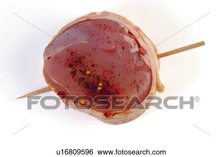 Stock Photograph - Food, Meat, Raw, Raw meat, Pork, Steak, Loin. Fotosearch