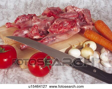 Stock Photo - Food, Meat, Raw, Raw meat, Rabbit, Cut, Red meat. Fotosearch