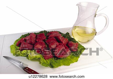 Stock Photo - Food, Meat, Raw, Raw meat, Veal, Veal meat, Cube. Fotosearch