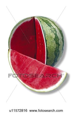 Stock Photograph - Fruit, Watermelon, One, Slice, Sliced watermelon, One slice, Cut. Fotosearch
