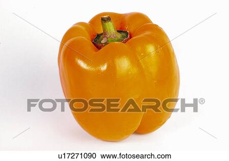 Stock Image - Vegetable, Pepper, Orange, Orange colour, Orange pepper, Sweet pepper, One. Fotosearch