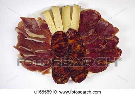 Stock Image - Cold meat, Cold cut, Cold meats, Cold cuts, Appetizer, Appetizers, Food. Fotosearch