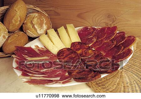 Stock Photo - Cold meat, Cold cut, Cold meats, Cold cuts, Appetizer, Appetizers, Food. Fotosearch