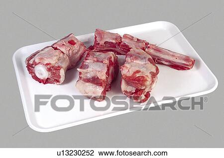 Stock Image - Supermarket, Food, Tray, Cow, Cow meat, Cut, Piece. Fotosearch