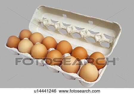 Stock Photograph - Supermarket, Food, Tray, Egg, Eggs, Box of eggs, Eggshell. Fotosearch